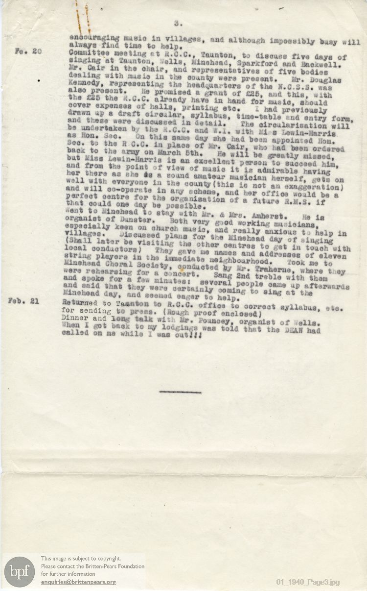 Report from 02 Feb to 21 Feb 1940