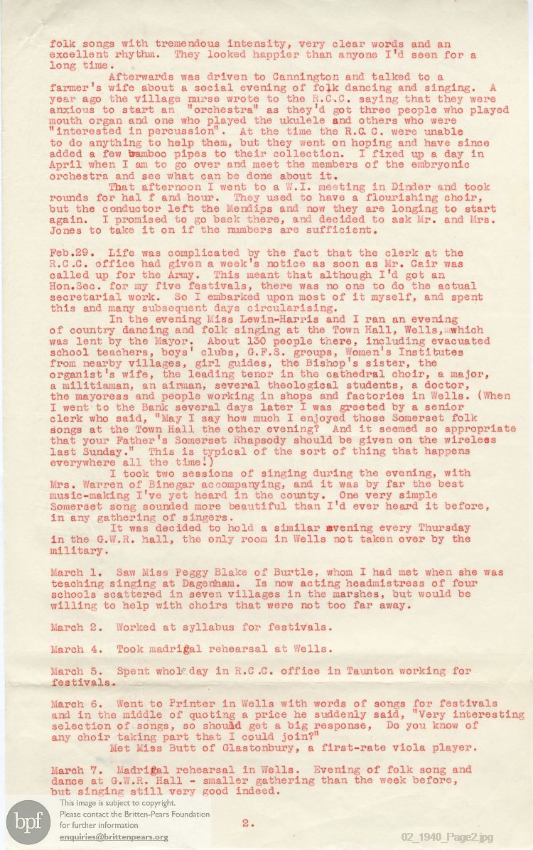 Report from 22 Feb to 18 Mar 1940