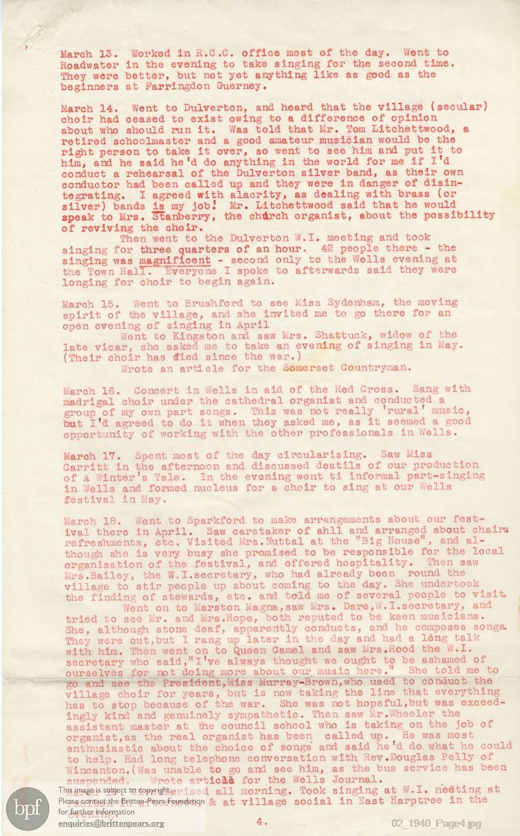 Report from 22 Feb to 18 Mar 1940