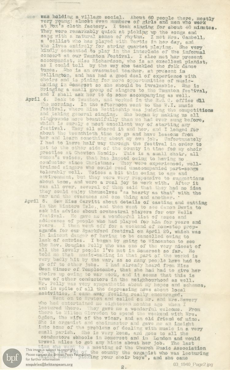 Report from 26 Mar to 20 Apr 1940