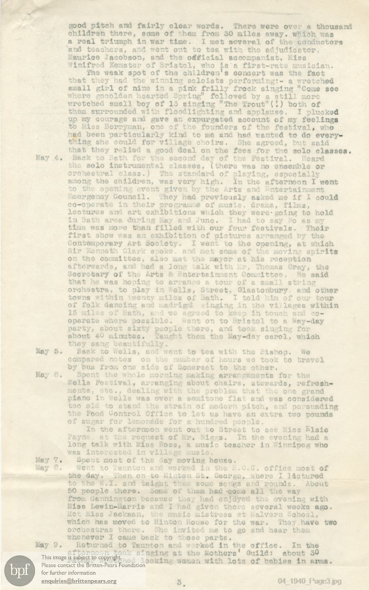 Report from 23 Apr to 21 May 1940