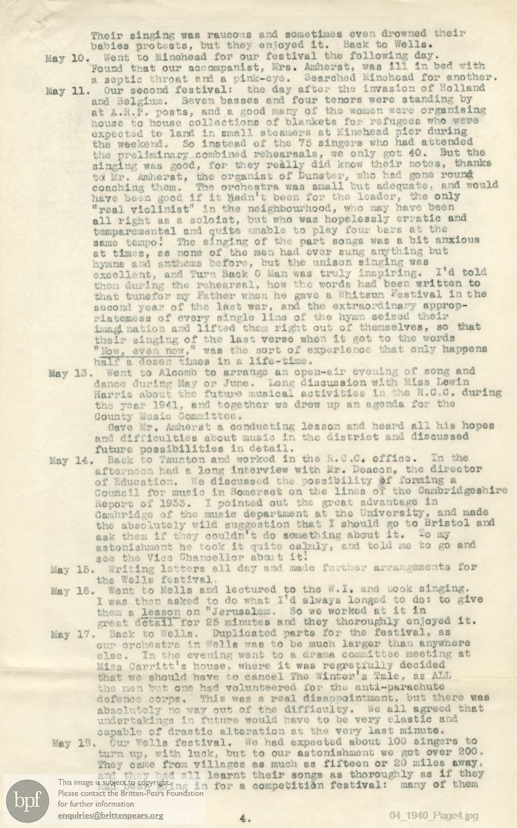 Report from 23 Apr to 21 May 1940