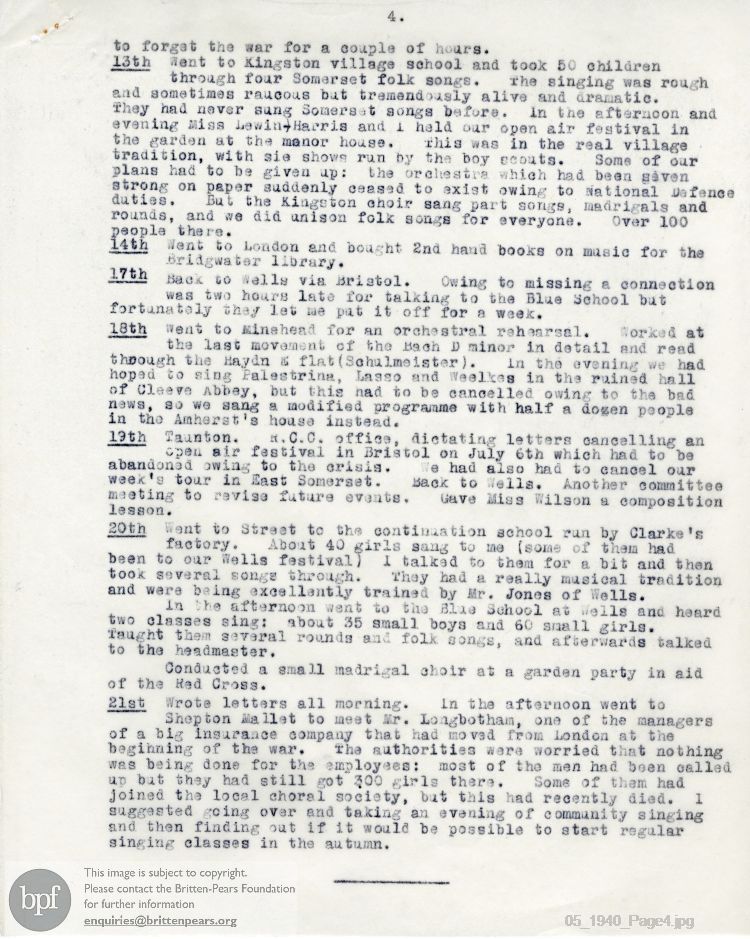 Report from 22 May to 22 Jun 1940