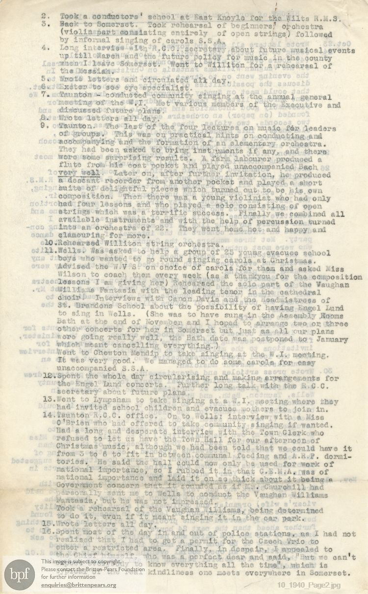 Report from 23 Oct to 23 Nov 1940