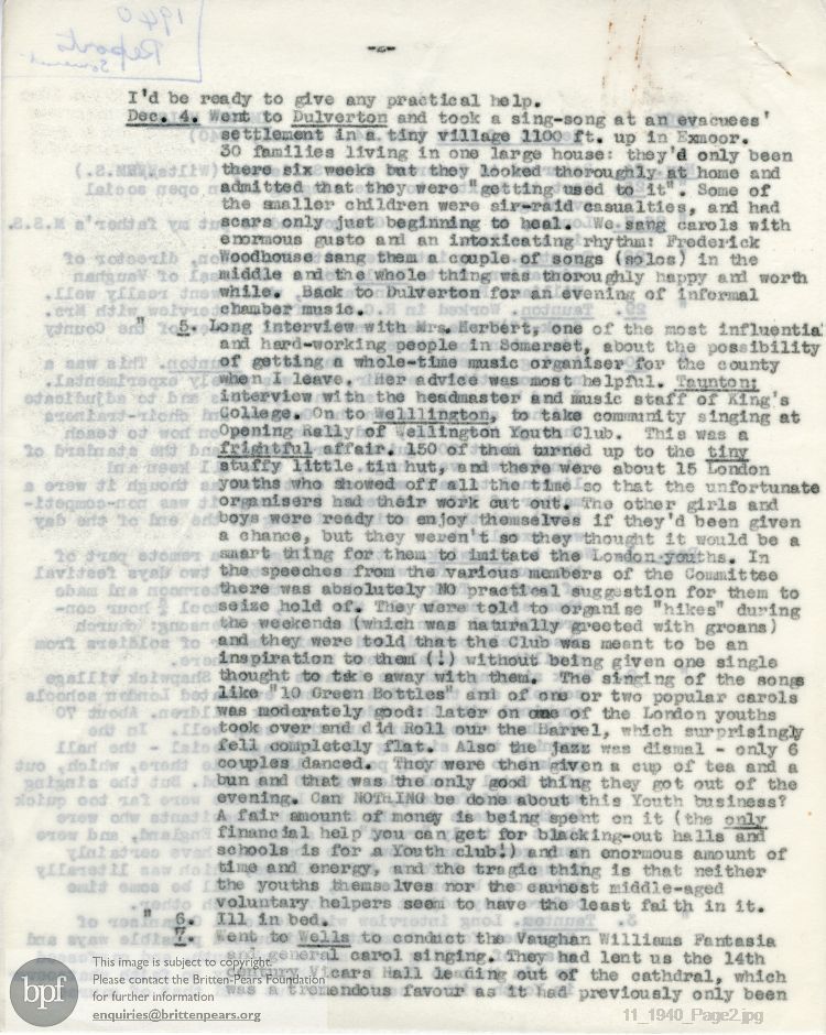 Report from 24 Nov to 21 Dec 1940