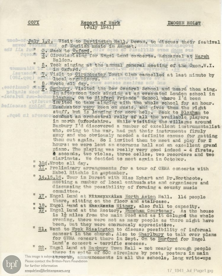 Report from 01 Jul to 31 Jul 1941