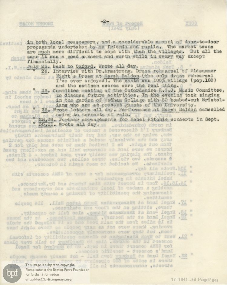 Report from 01 Jul to 31 Jul 1941