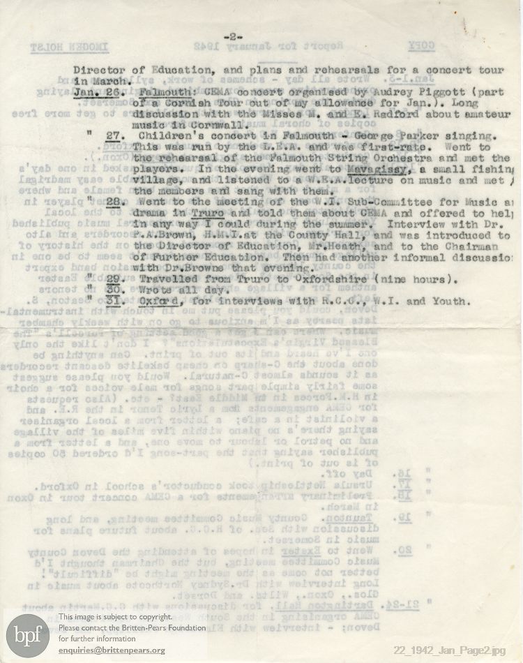 Report from 01 Jan to 31 Jan 1942