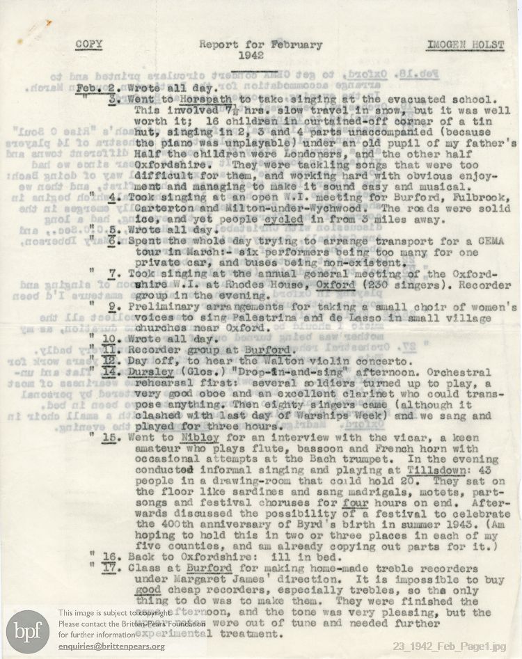 Report from 02 Feb to 28 Feb 1942