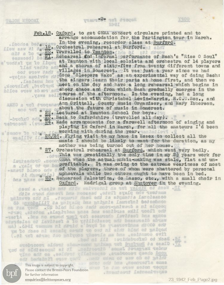 Report from 02 Feb to 28 Feb 1942