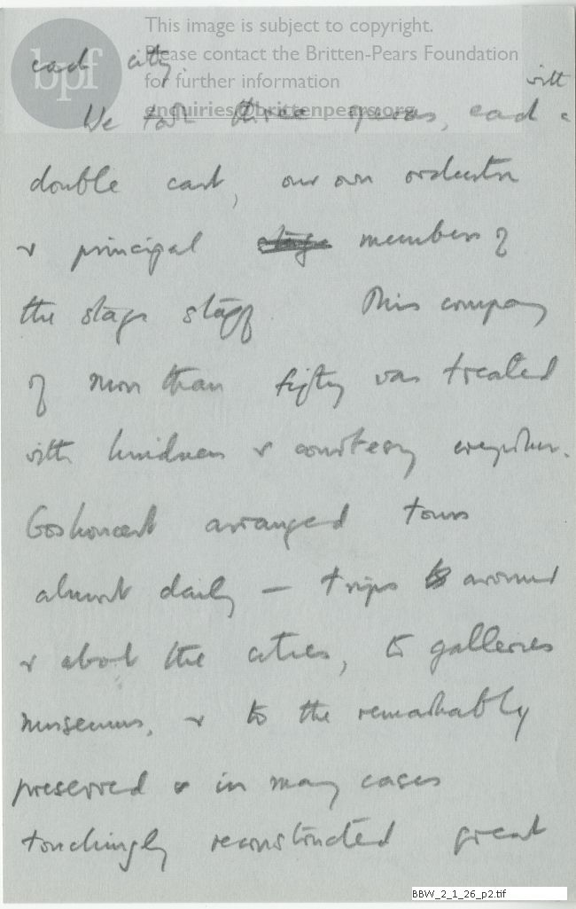 Account of English Opera Group tour of the USSR