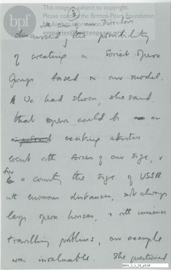 Account of English Opera Group tour of the USSR