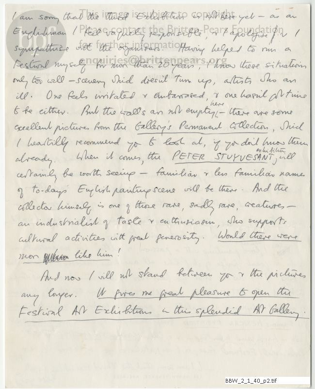 Draft speech for Festival Exhibition, Adelaide