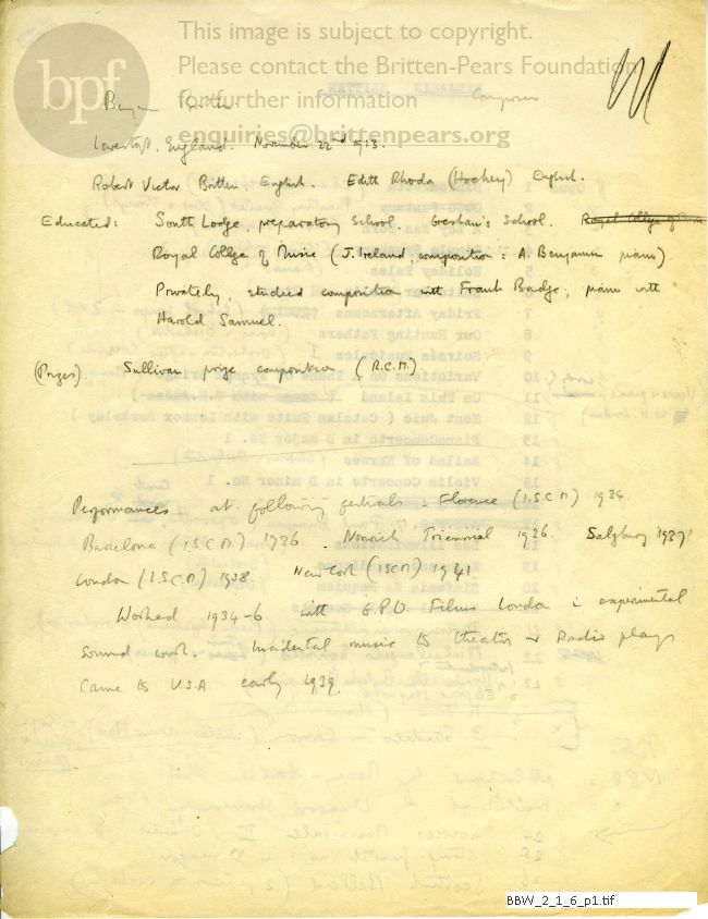 Biographical note and works list