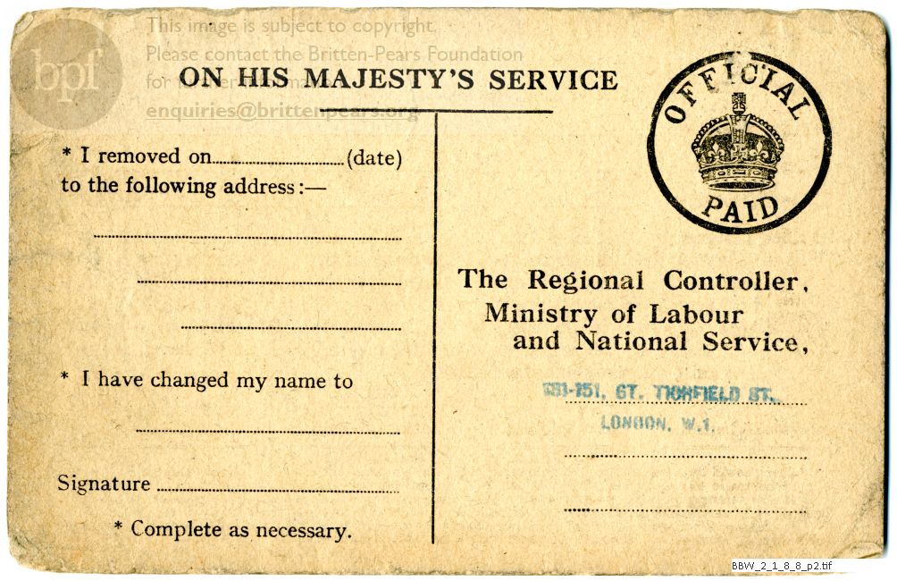Certificate of Registration in Register of Conscientious Objectors