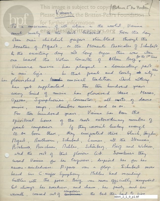 Draft for talk on Vienna