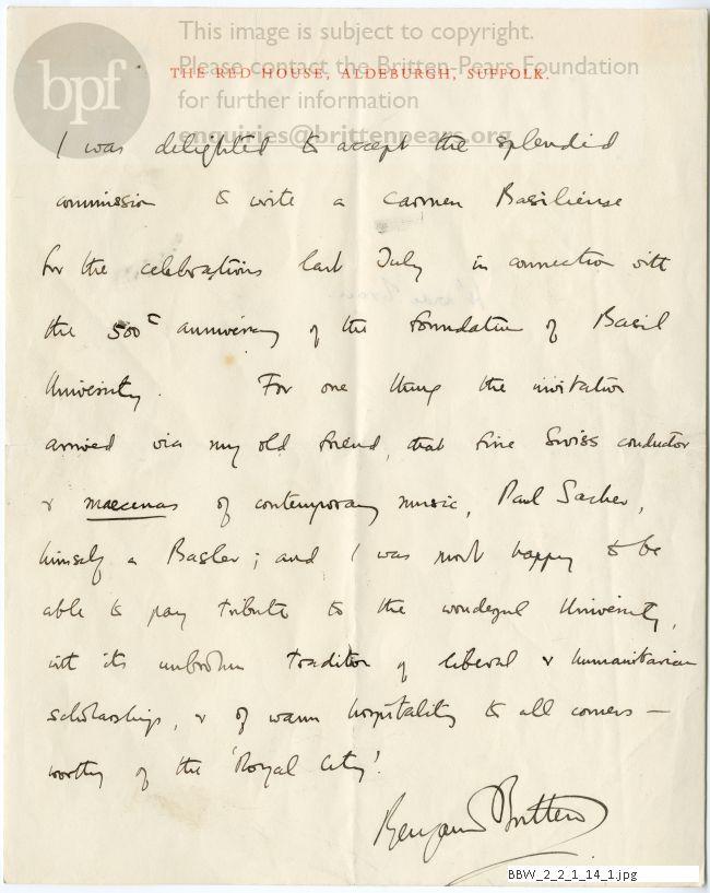 Note about Cantata academica, carmen basiliense, Op. 62