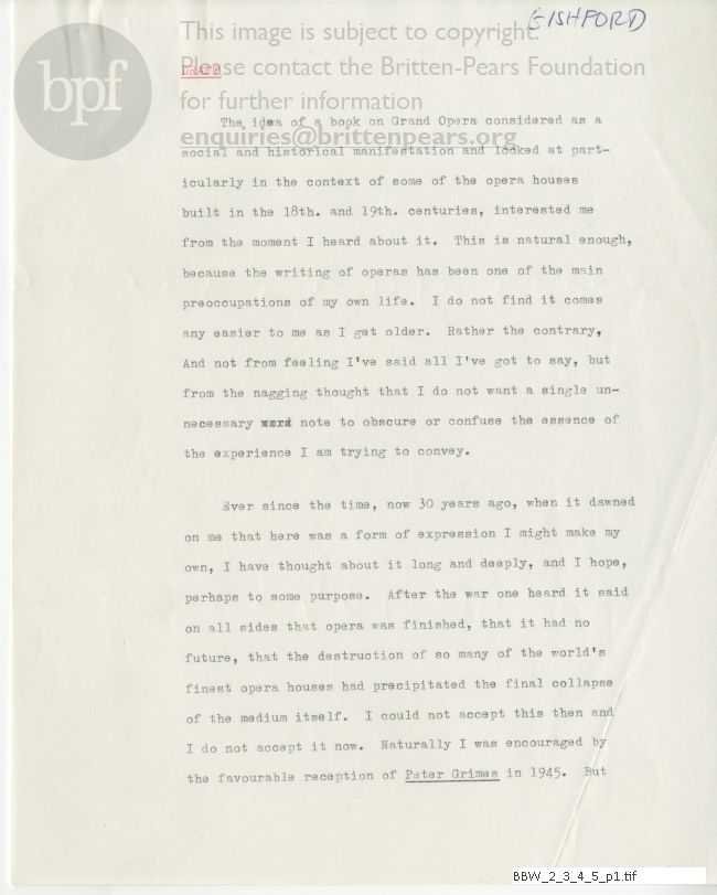 Alternate draft introduction to ‘Grand Opera’