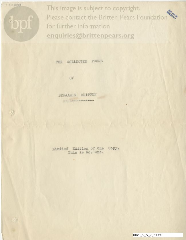 The Collected Poems of Benjamin Britten