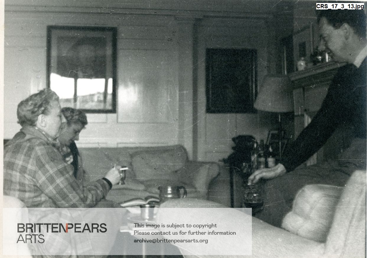 Photograph of Joan Cross with Con Smith and Benjamin Britten