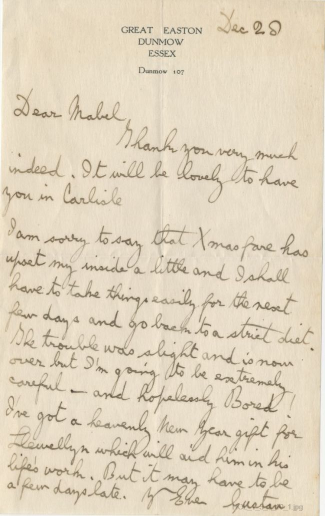Letter from Gustav Holst to Mabel Rodwell Jones