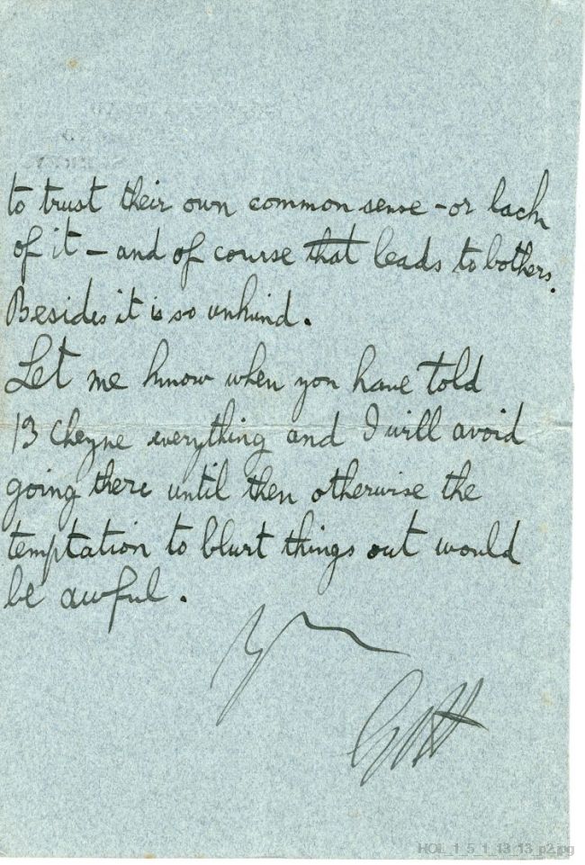 Letter from Gustav Holst to Maja Kjohler