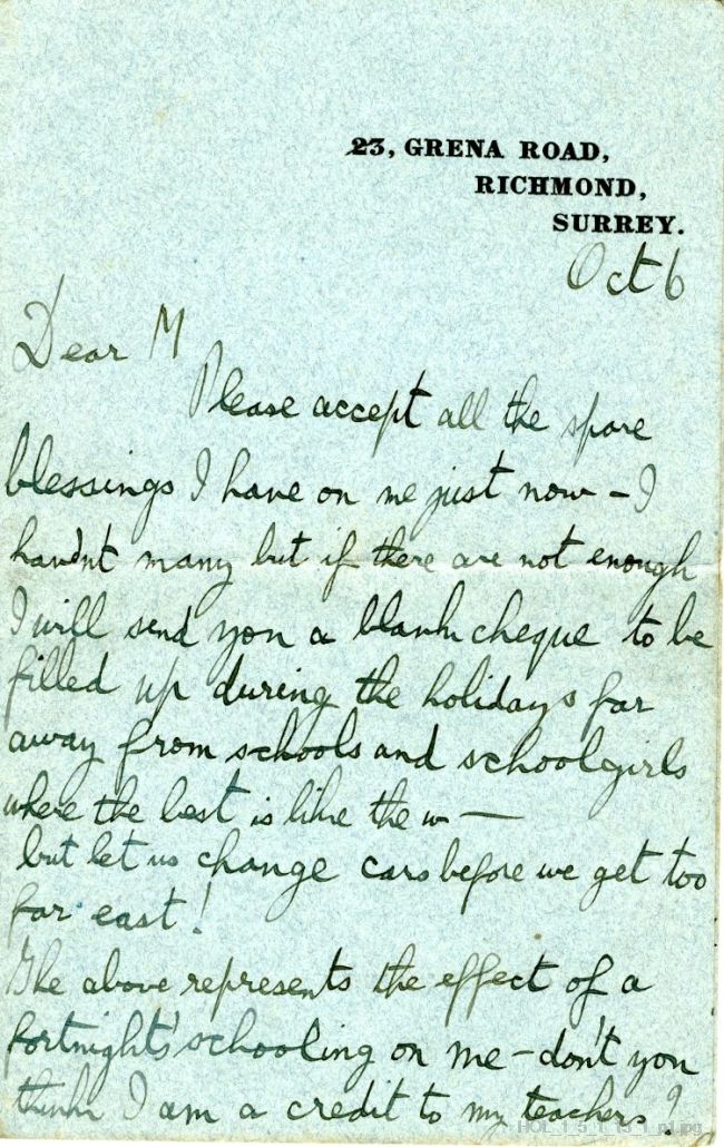 Letter from Gustav Holst to Maja Kjohler