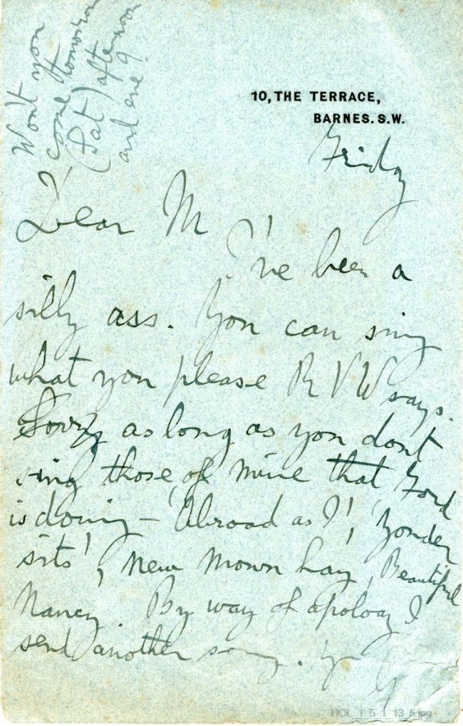 Letter from Gustav Holst to Maja Kjohler