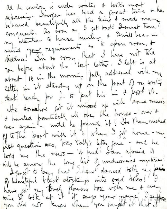 Letter from Gustav Holst and Isobel Holst to Vally Lasker