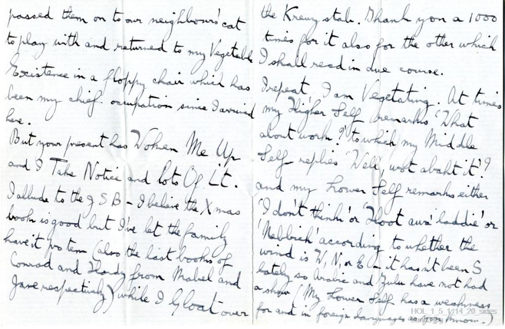 Letter from Gustav Holst to Vally Lasker