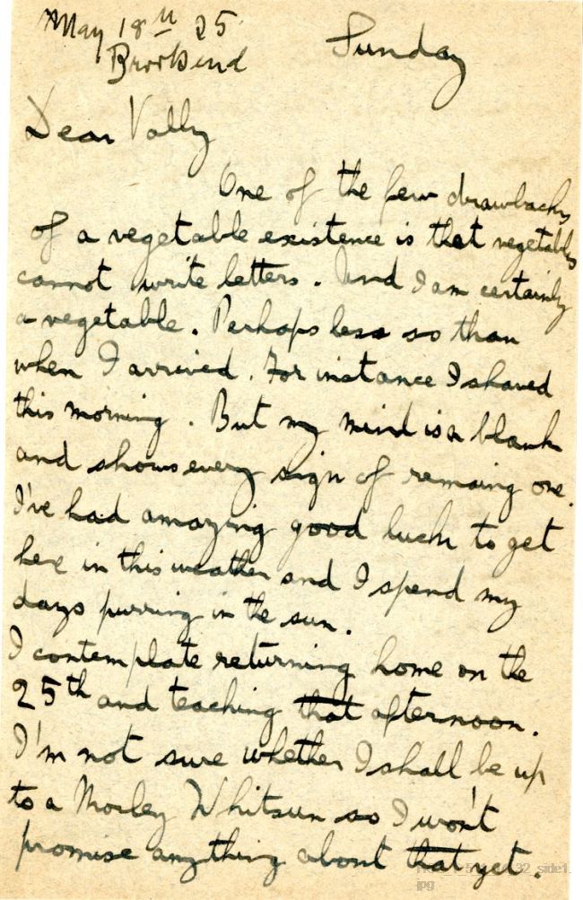 Letter from Gustav Holst to Vally Lasker