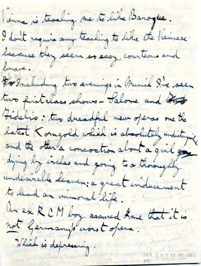 Letter from Gustav Holst to Vally Lakser