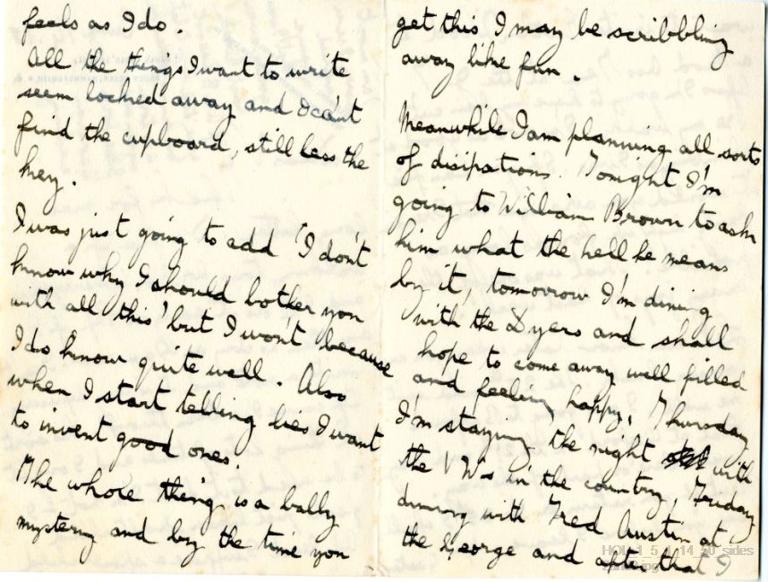 Letter from Gustav Holst to Vally Lasker