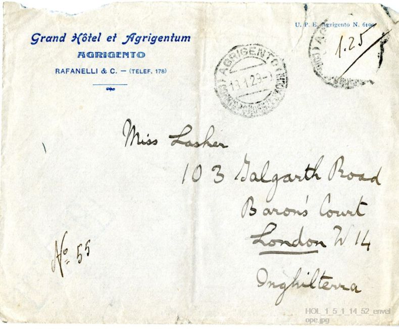 Letter from Gustav Holst to Vally Lasker