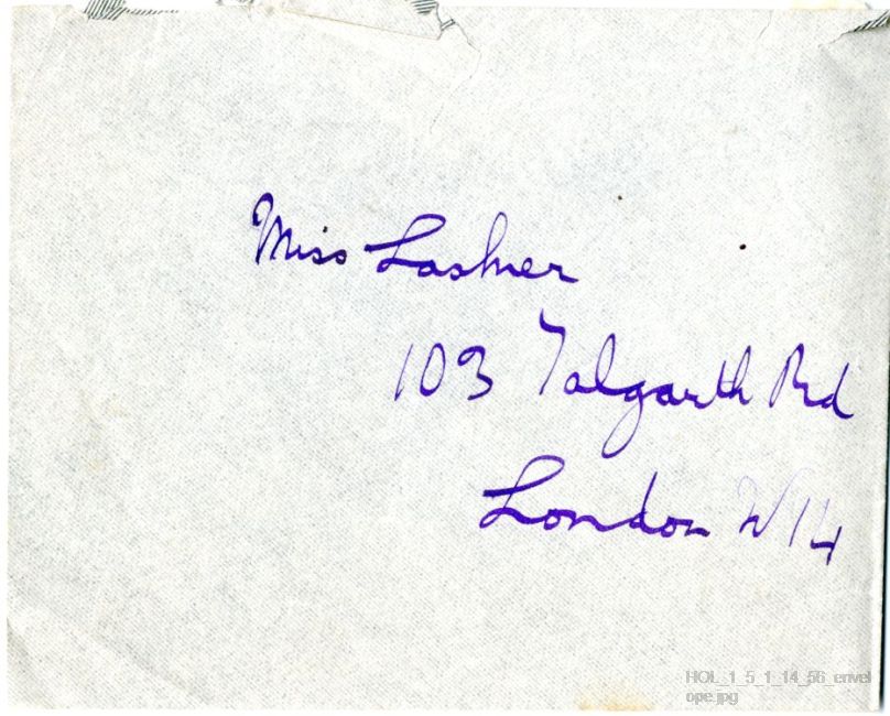 Letter from Gustav Holst to Vally Lasker