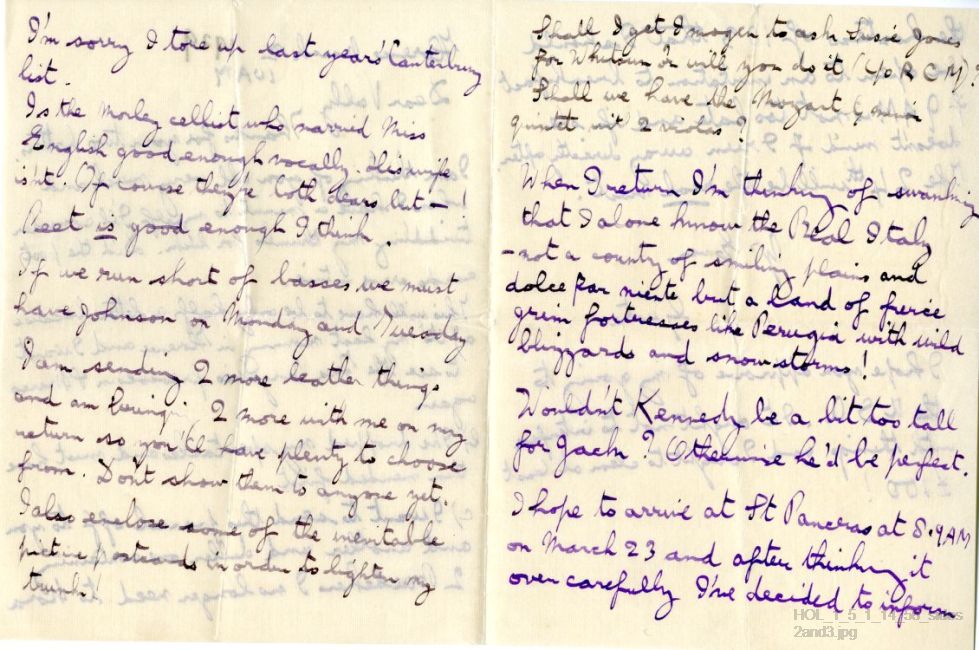 Letter from Gustav Holst to Vally Lasker