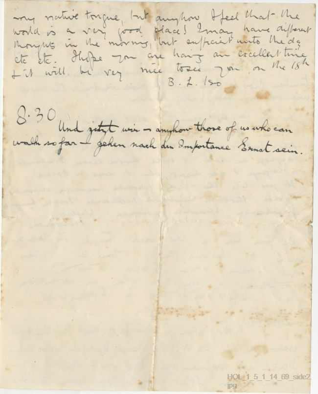 Letter from Gustav Holst and Isobel Holst to Vally Lasker