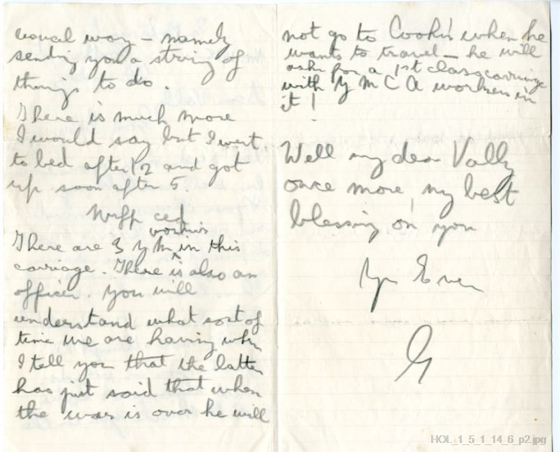 Letter from Gustav Holst to Vally Lasker