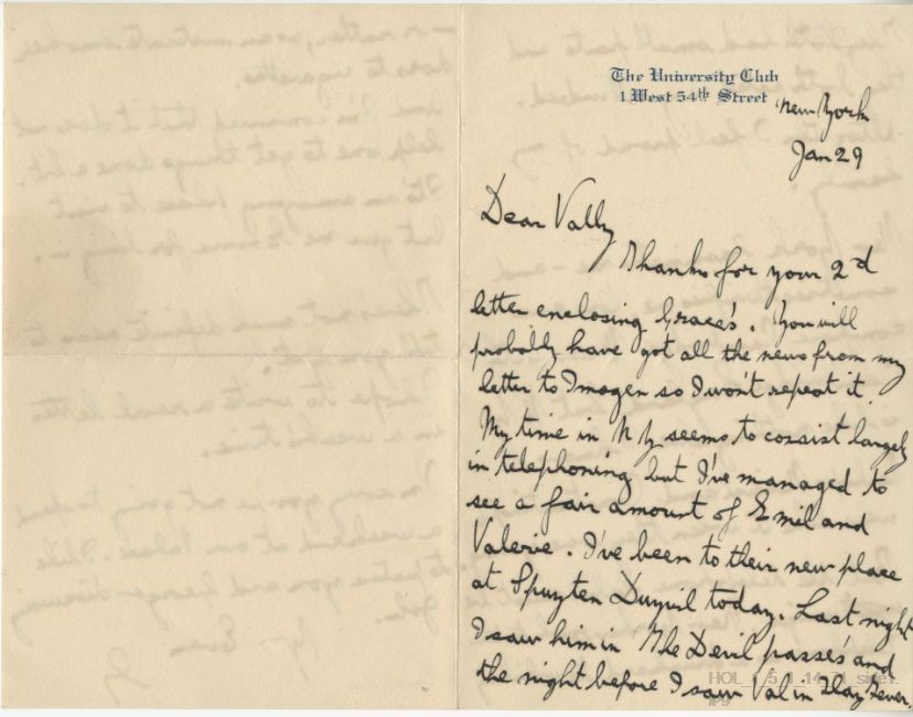 Letter from Gustav Holst to Vally Lasker