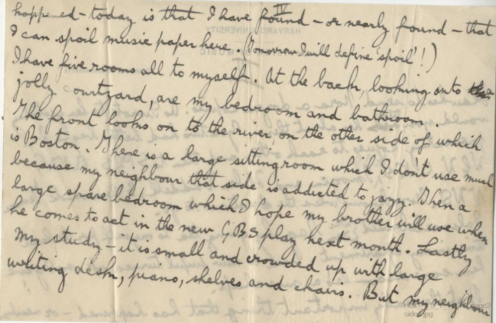 Letter from Gustav Holst to Vally Lasker