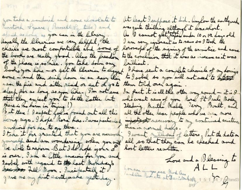 Letter from Gustav Holst to Vally Lasker