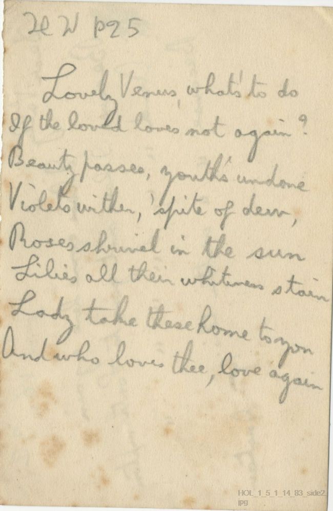 Letter from Gustav Holst to Vally Lasker