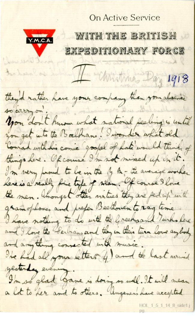 Letter from Gustav Holst to Vally Lasker