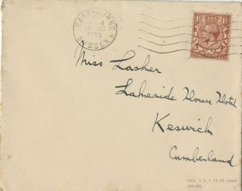 Letter from Gustav Holst to Vally Lasker