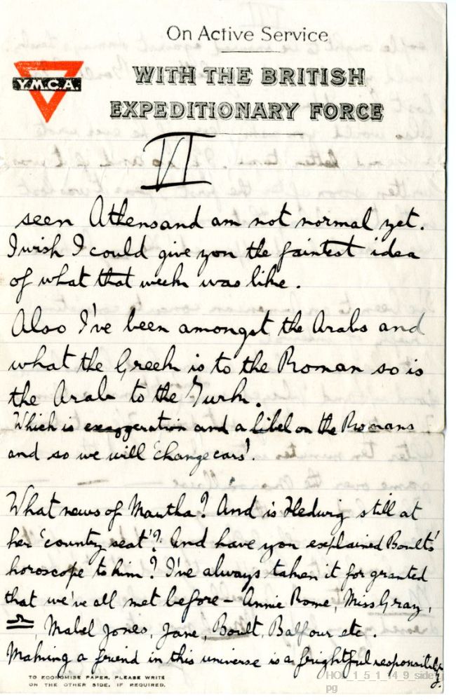 Letter from Gustav Holst to Vally Lasker