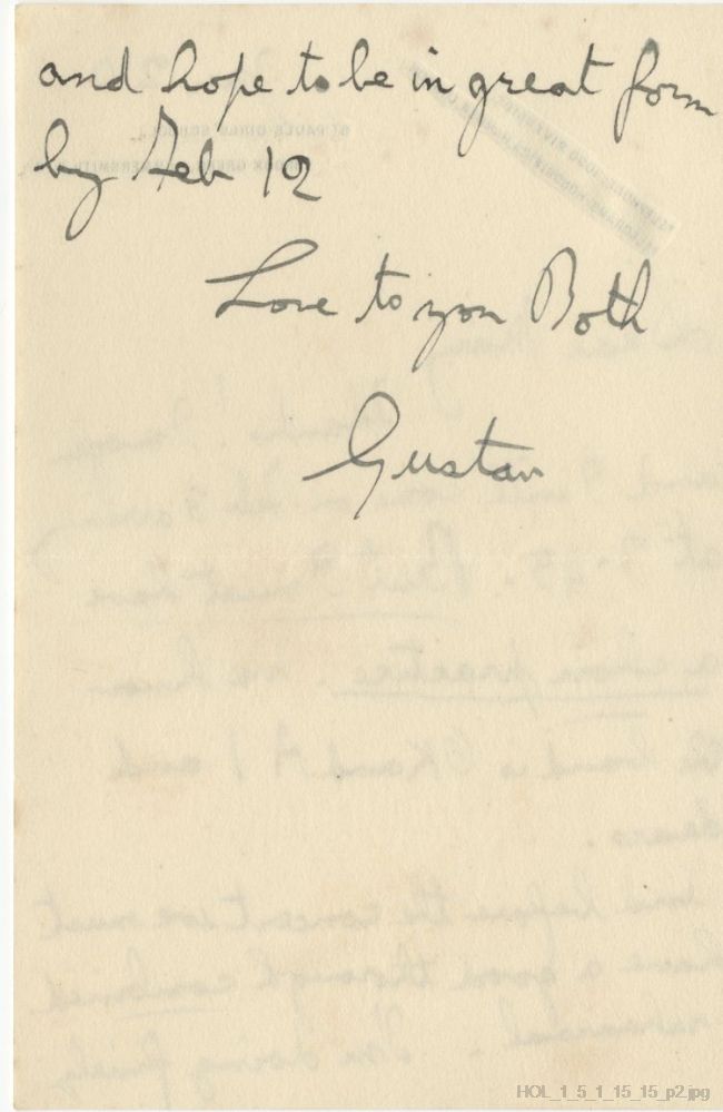 Letter from Gustav Holst to Mary Lediard