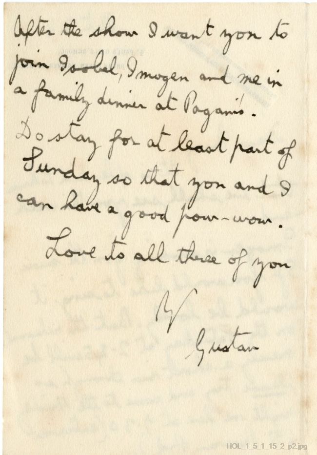 Letter from Gustav Holst to Mary Lediard