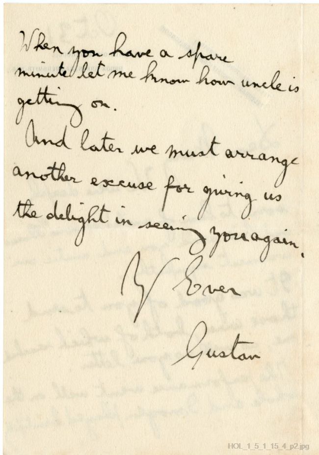 Letter from Gustav Holst to Mary Lediard