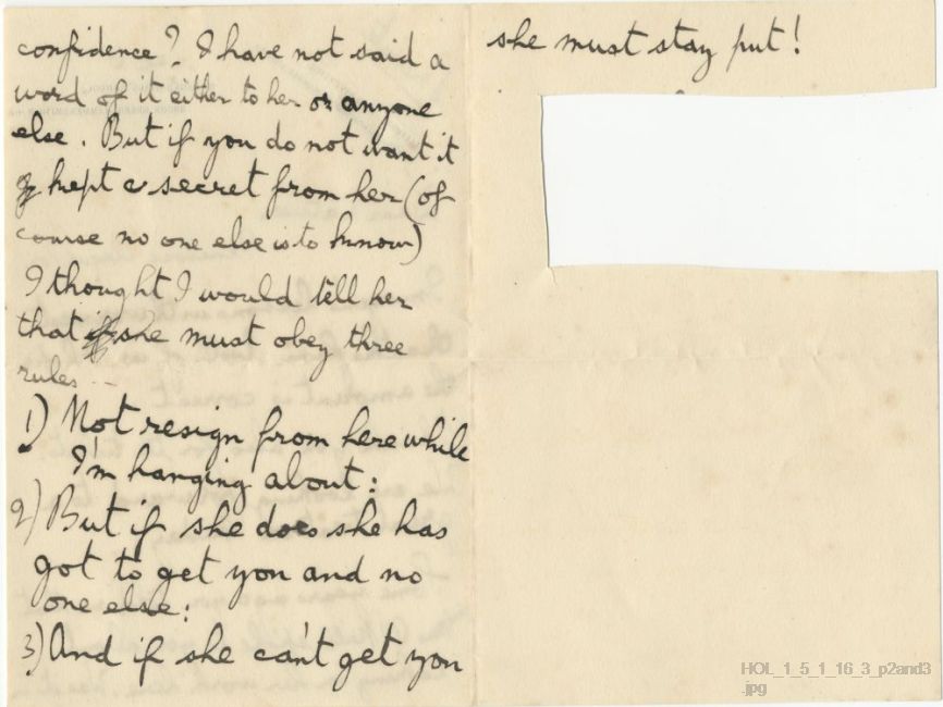 Letter from Gustav Holst to Kathleen Long
