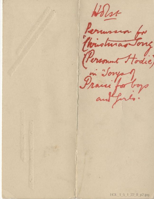 Letter from Gustav Holst to Curwens Ltd